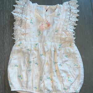 Louise Misha Baby Toddler Girls Floral Embroidered Romper Sz 24 Months